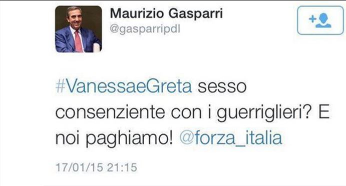 Tweet Gasparri Greta e Vanessa