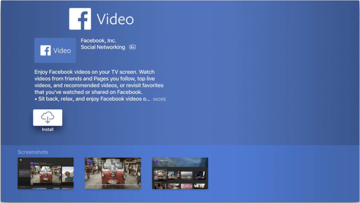 La app Facebook TV