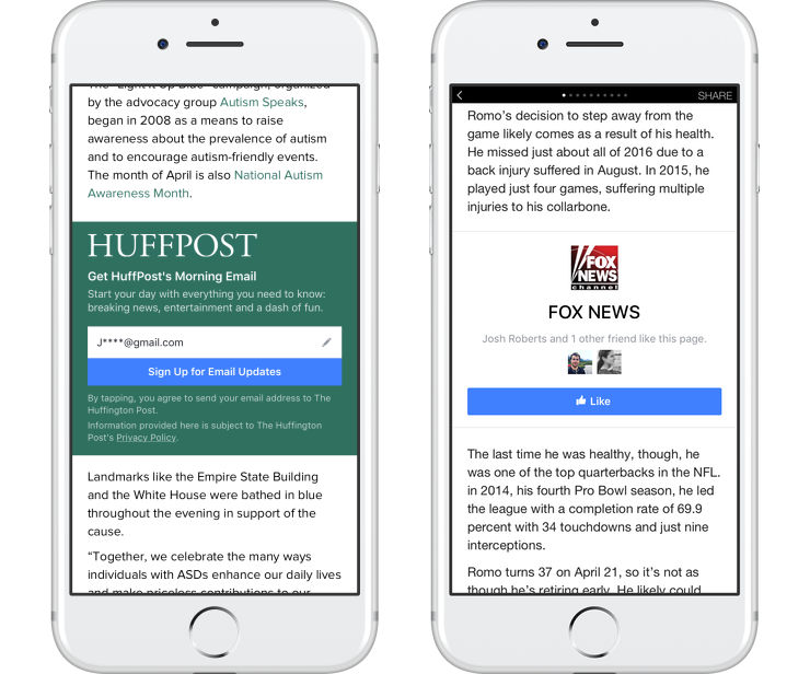 Instant Articles di Facebook