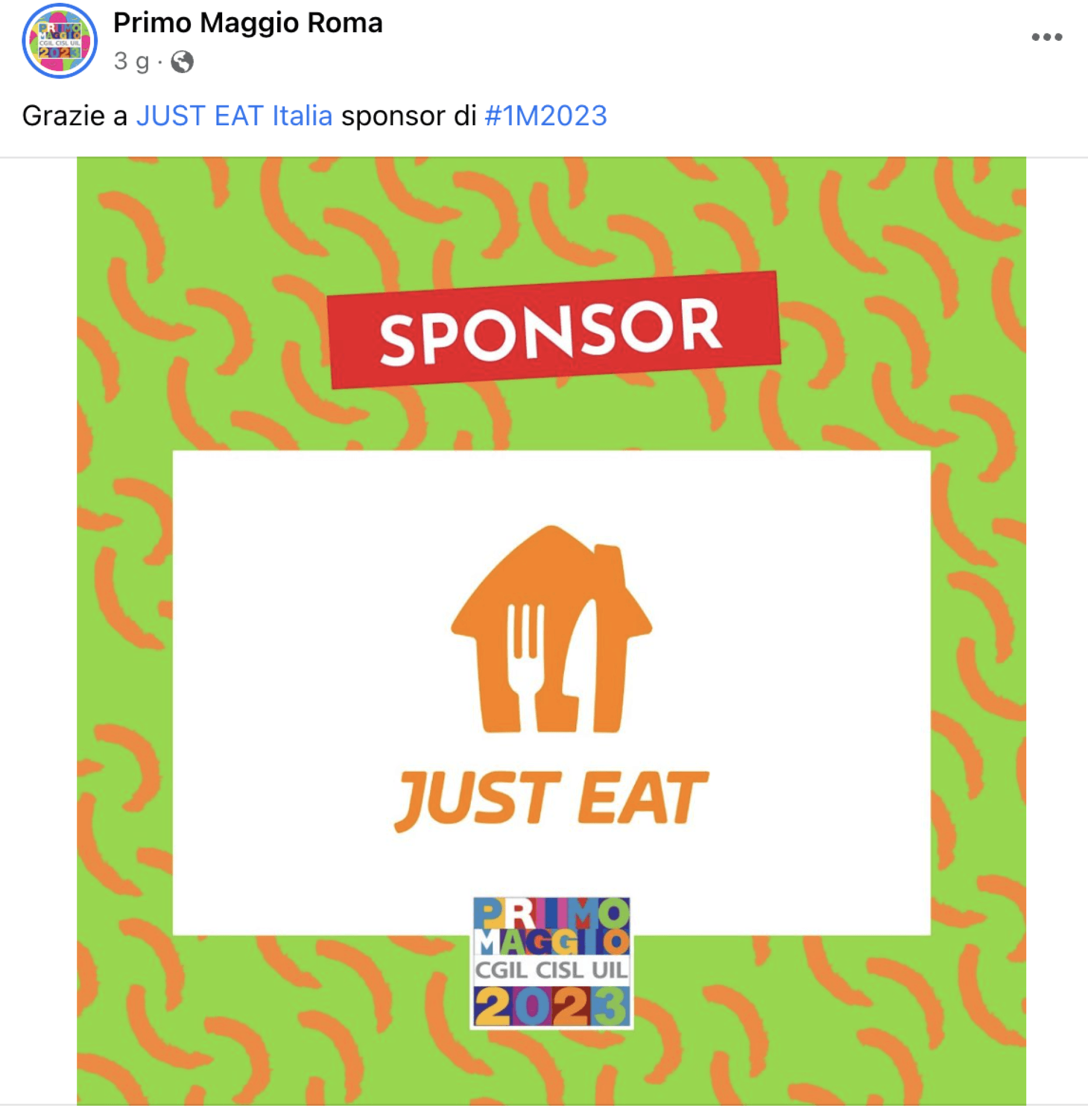 L'annuncio della sponsorizzazione di Just Eat al Primo maggio