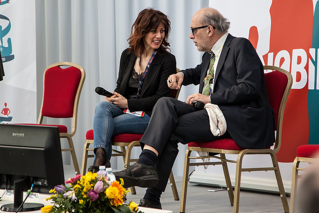 Sul palco di Nobìlita Stefania Zolotti e Bruno Perini presentano l'intervista a Tito Boeri
