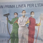Quando il purpose aziendale latita: una pubblicità sessista in cui tre donne armate di detergente si preparano a combattere l'epidemia pulendo.